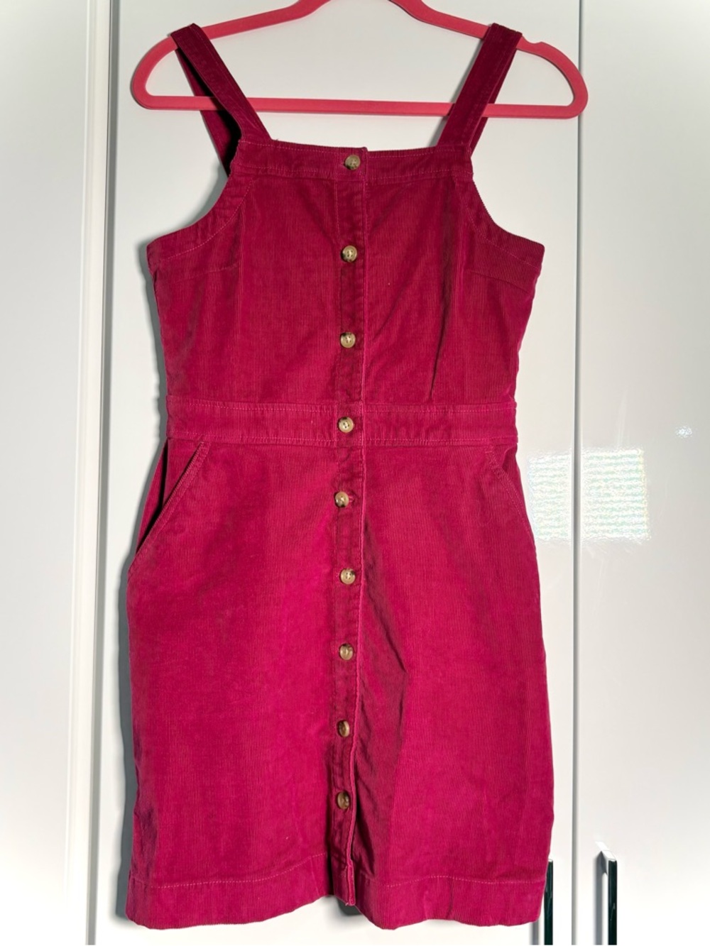 J.Crew Crewcuts pink corduroy overall button up dress